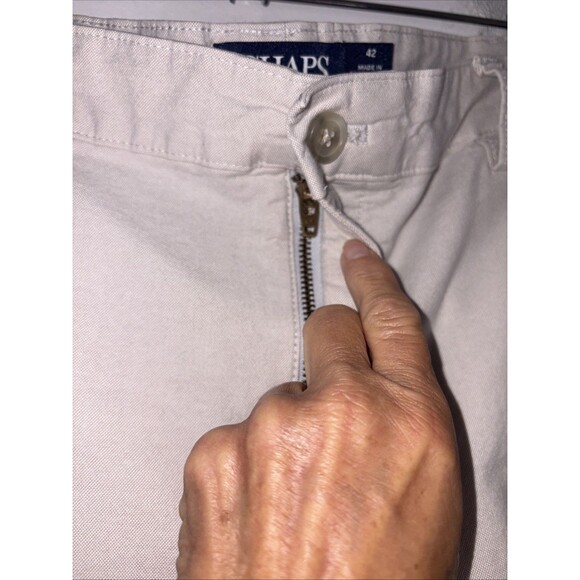 Chaps Shorts 42 1-Blue & 1-Tan Chino Khaki Comfort Waistband Stretch Flat Front - Picture 11 of 16